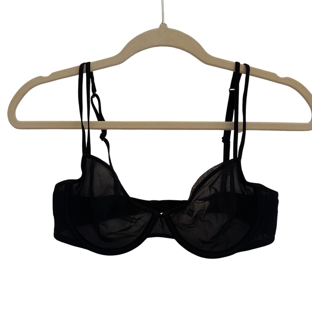 GAP Body Demi Bra Black Mesh Sheer Unlined Underwire 36B NEW